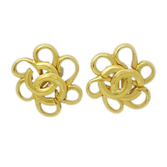 Chanel Flower Earrings Clip-On Gold - Picture 1 of 4